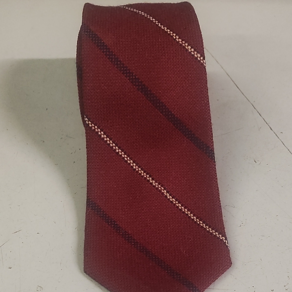 Red Silk Striped Tie Formal Accessory